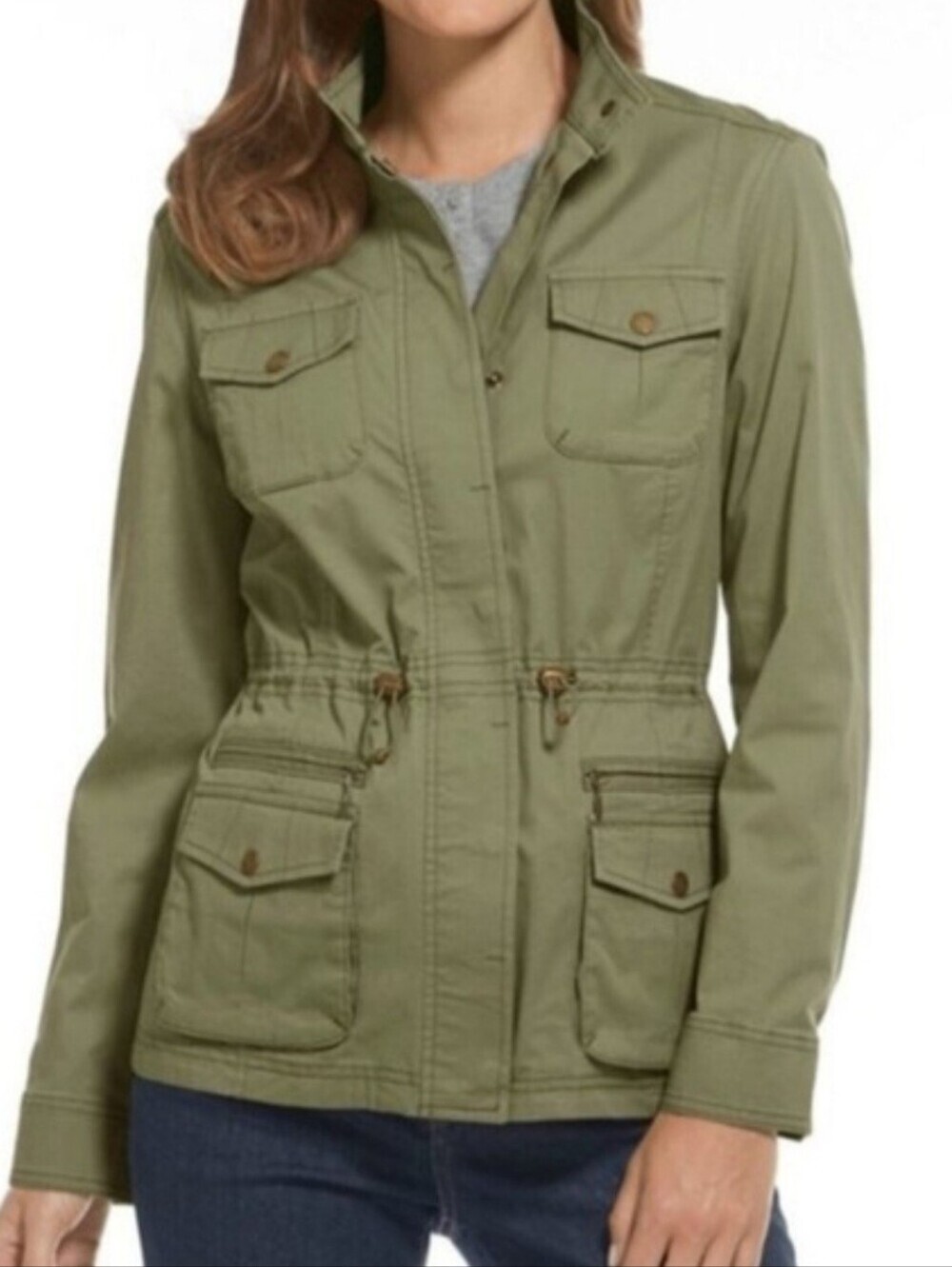 L. L. BEAN FREEPORT FIELD UTILITY ZIP & SNAP JACKET.  SIZE MEDIUM. ARMY GREEN.